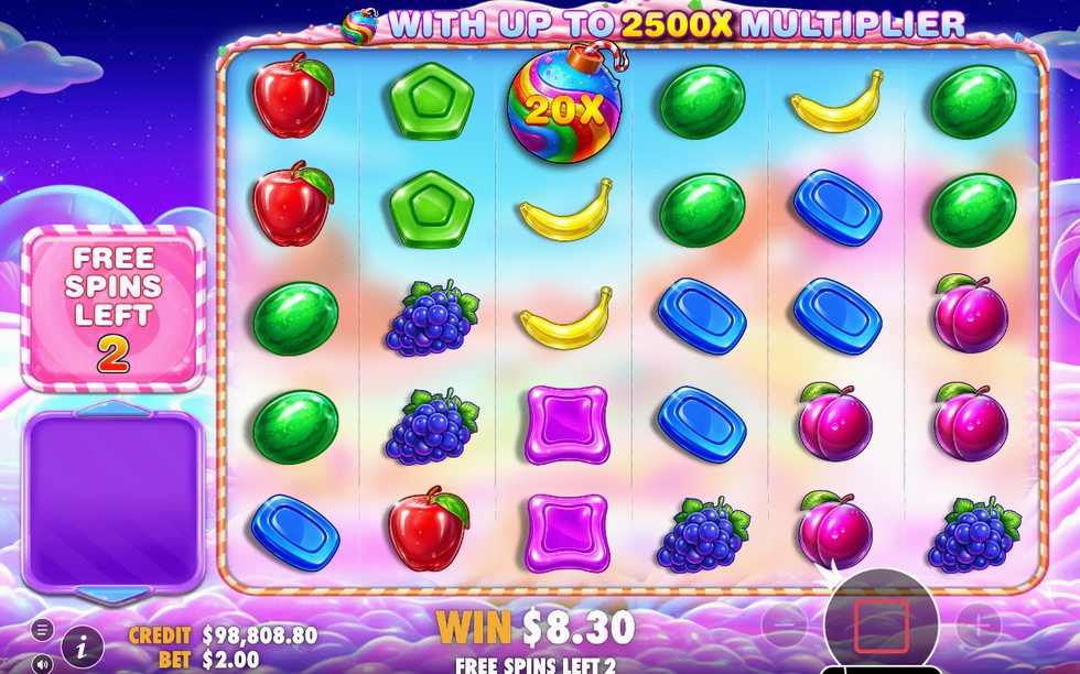Free spins med Multiplier-bomber på rutnätet