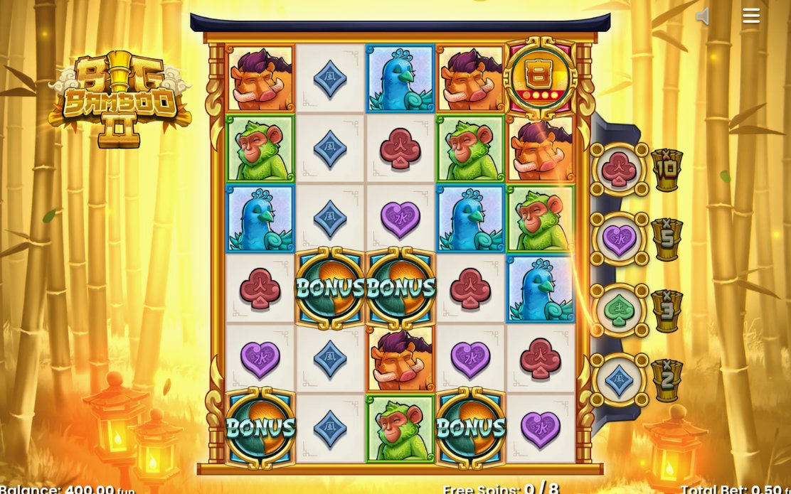 Free Spins med Low Symbol Meter under rutnätet